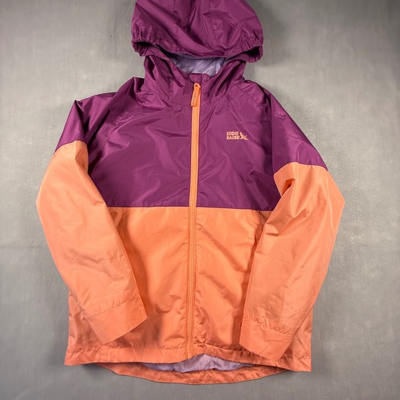 Eddie Bauer Other - Eddie Bauer Kids 3-in-1 Hooded Jacket Purple Orange Fleece Liner M 10/12